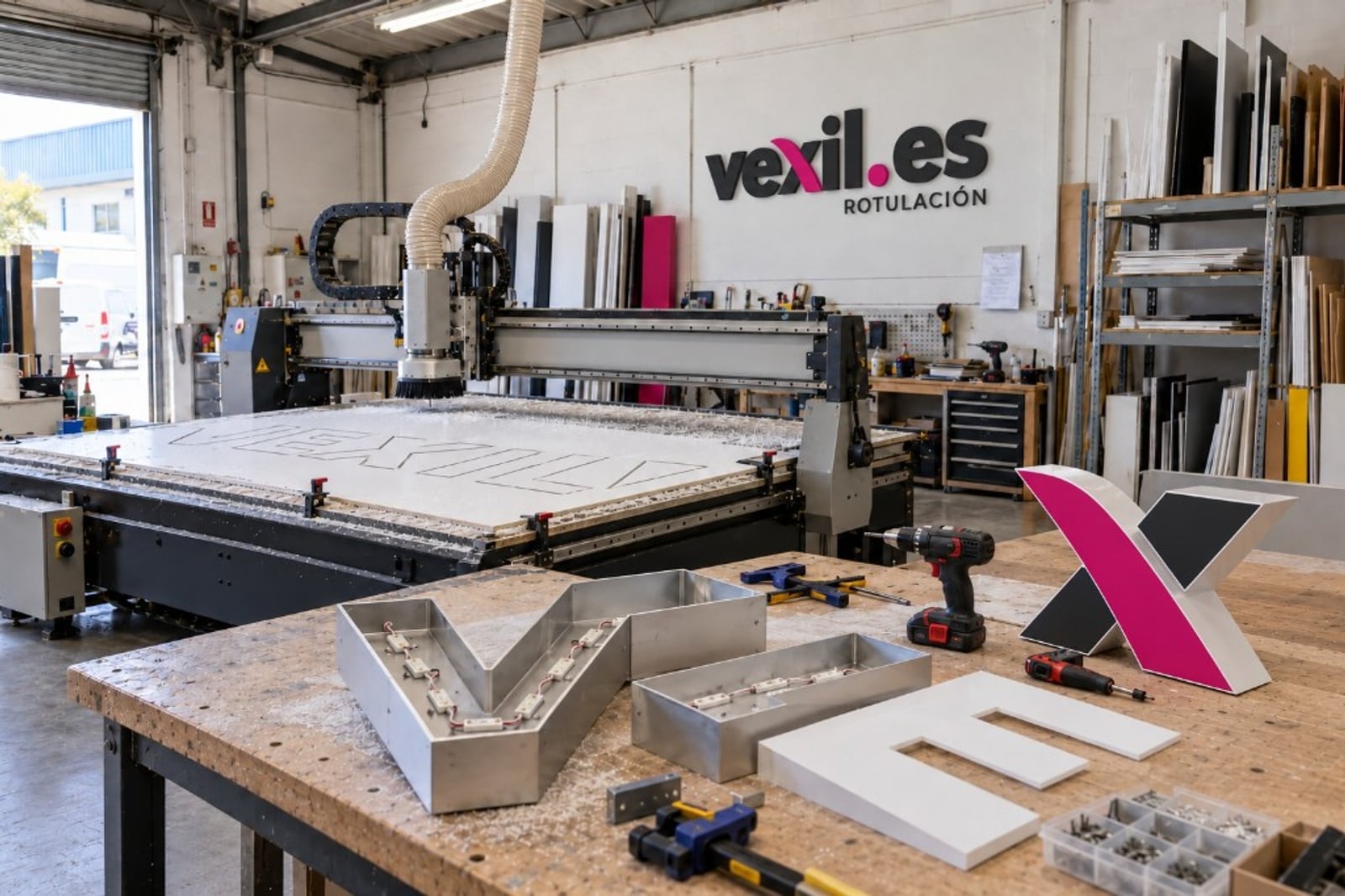 Taller Vexil con CNC, letras corpóreas y rotulación en El Campello